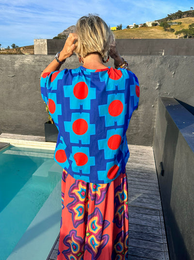 oversized pullover "statement in blue" mit gürtel